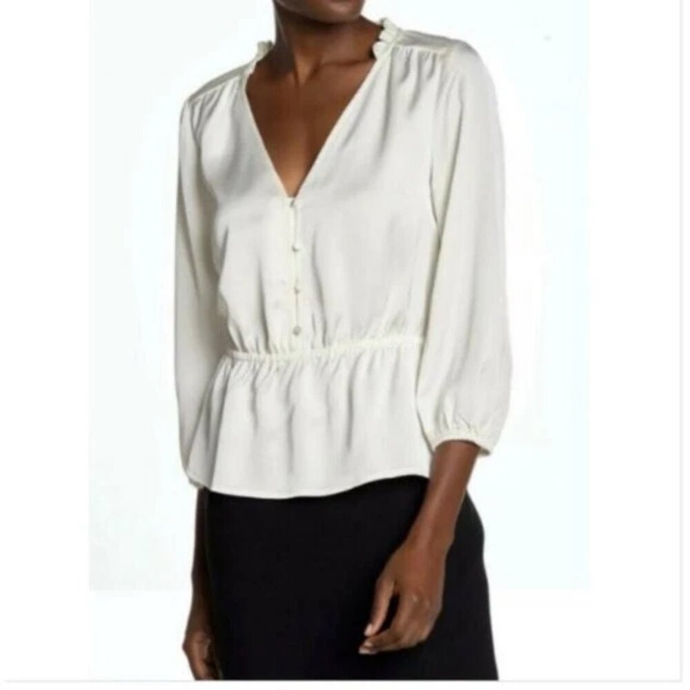 J Crew Satin Peplum Top Size 4 Black
